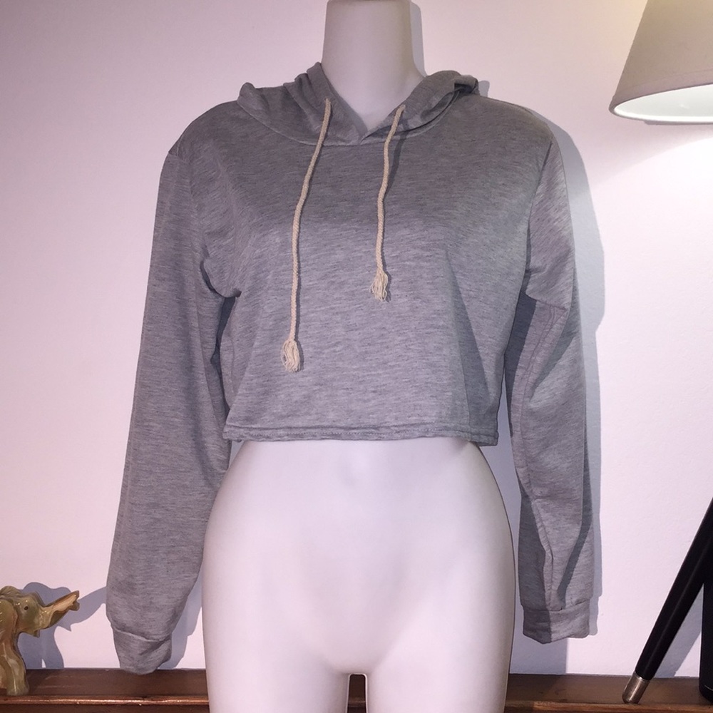 Gray Crop top hoodie